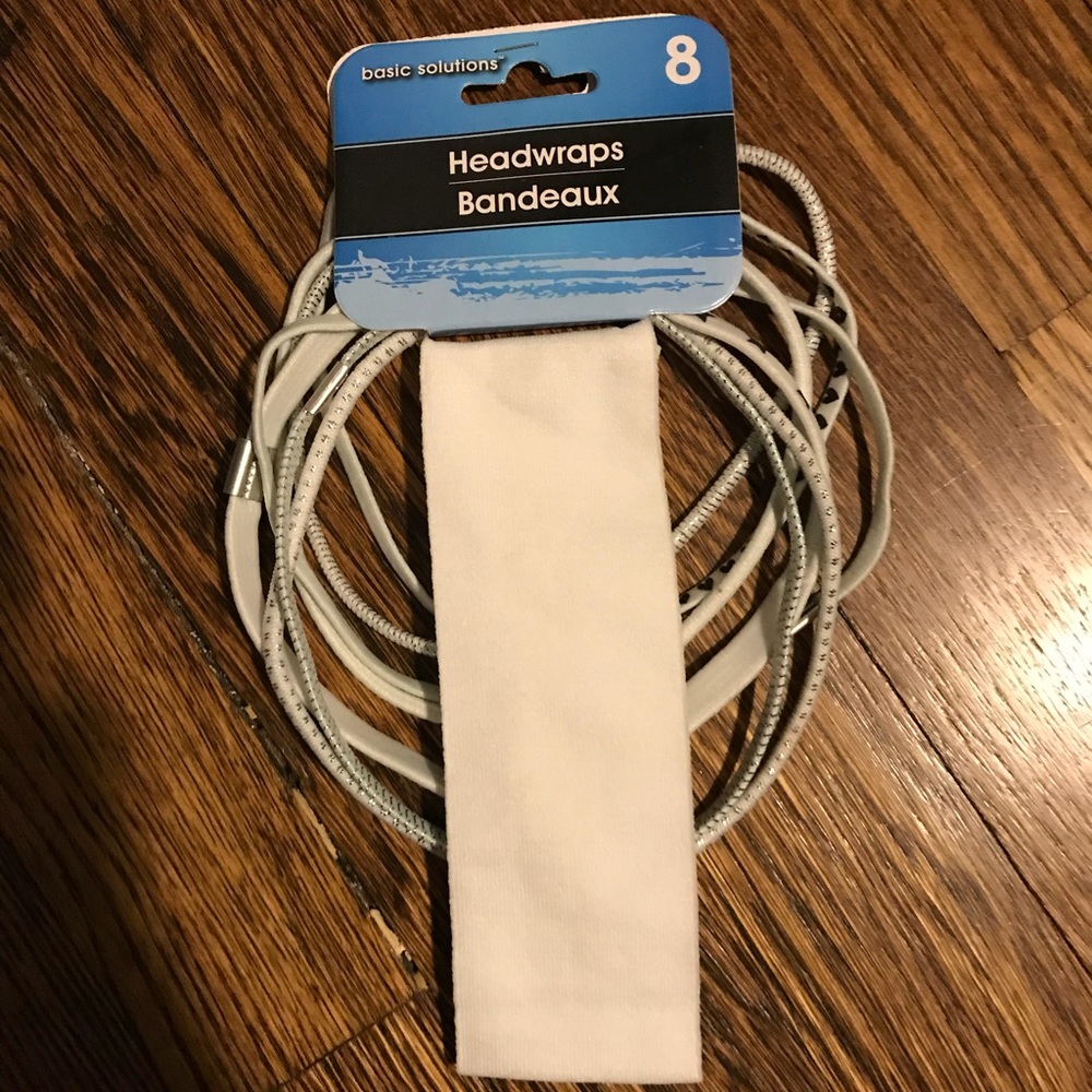 Headbands in silver and white, various sizes